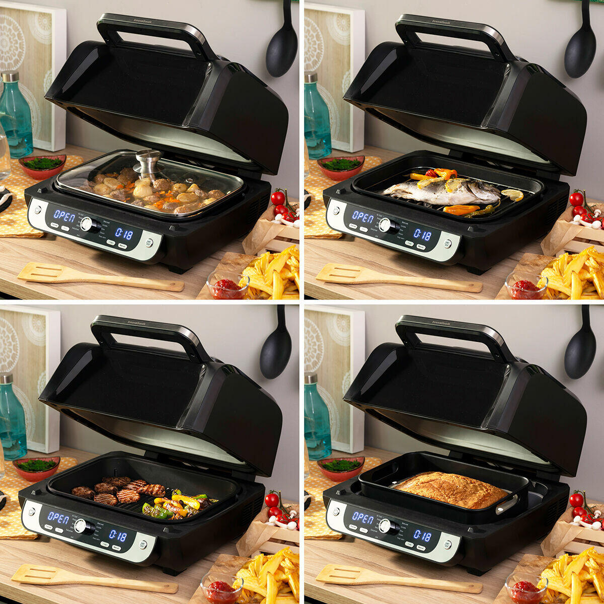 Freidora de Aire InnovaGoods Fryinn 12 en 1 con Grill – 6L / 3400W