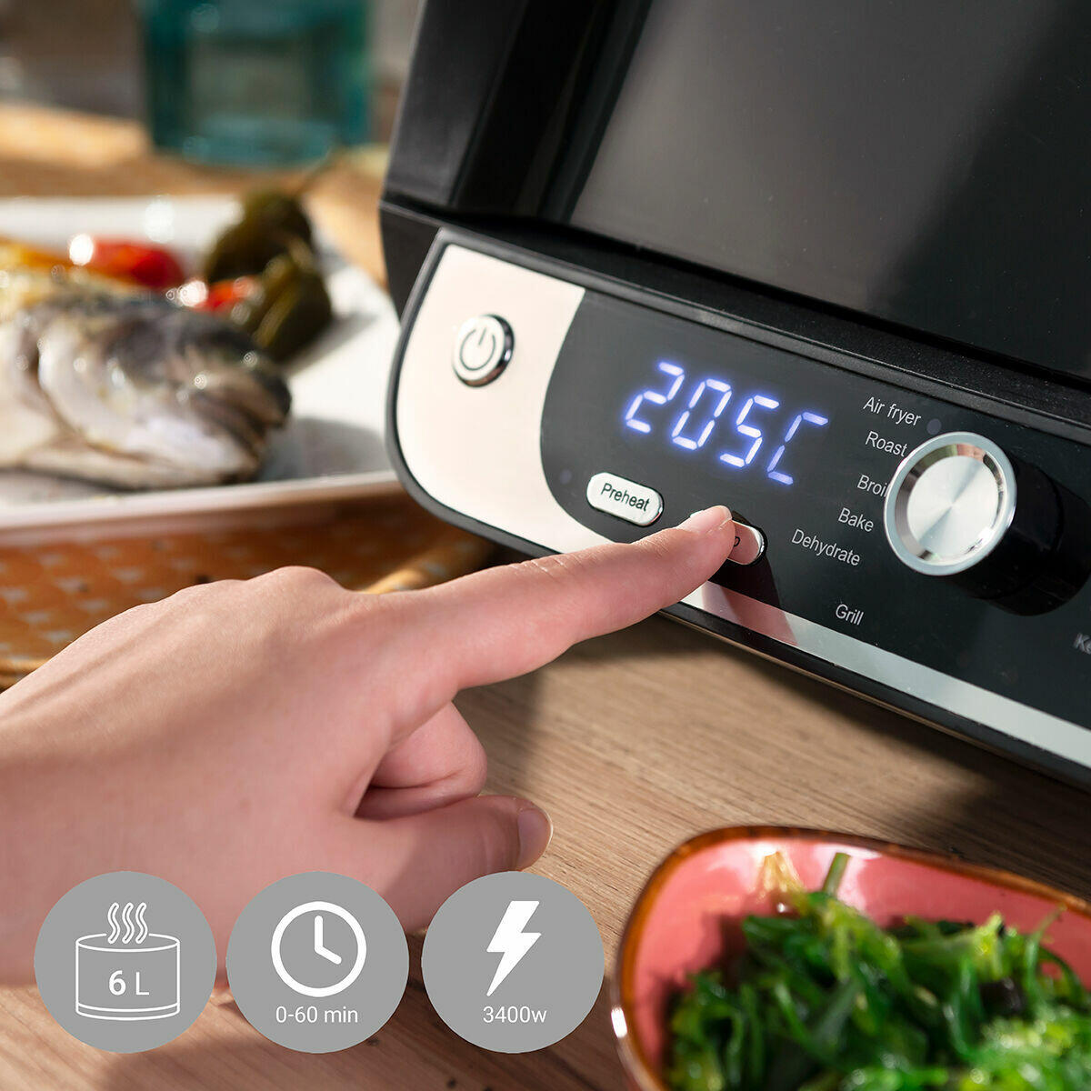 Freidora de Aire InnovaGoods Fryinn 12 en 1 con Grill – 6L / 3400W
