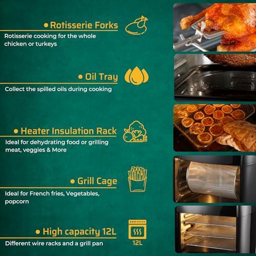 Horno freidora de aire de 12 L de capacidad
